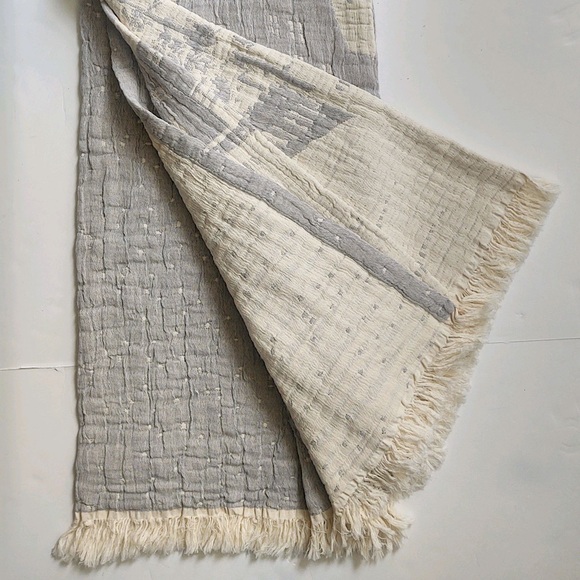 🎁Piscatextil Holiday Throw Blanket - Neutral Gray Holiday Village & Sleigh - Picture 4 of 12